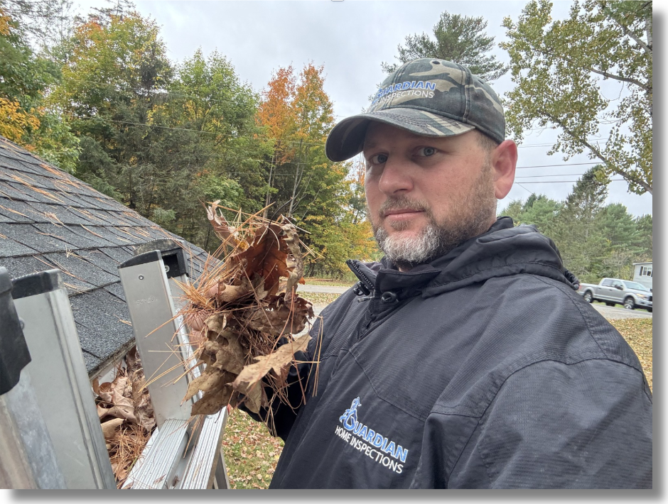 Gutter cleaning service being performed in Central Maine