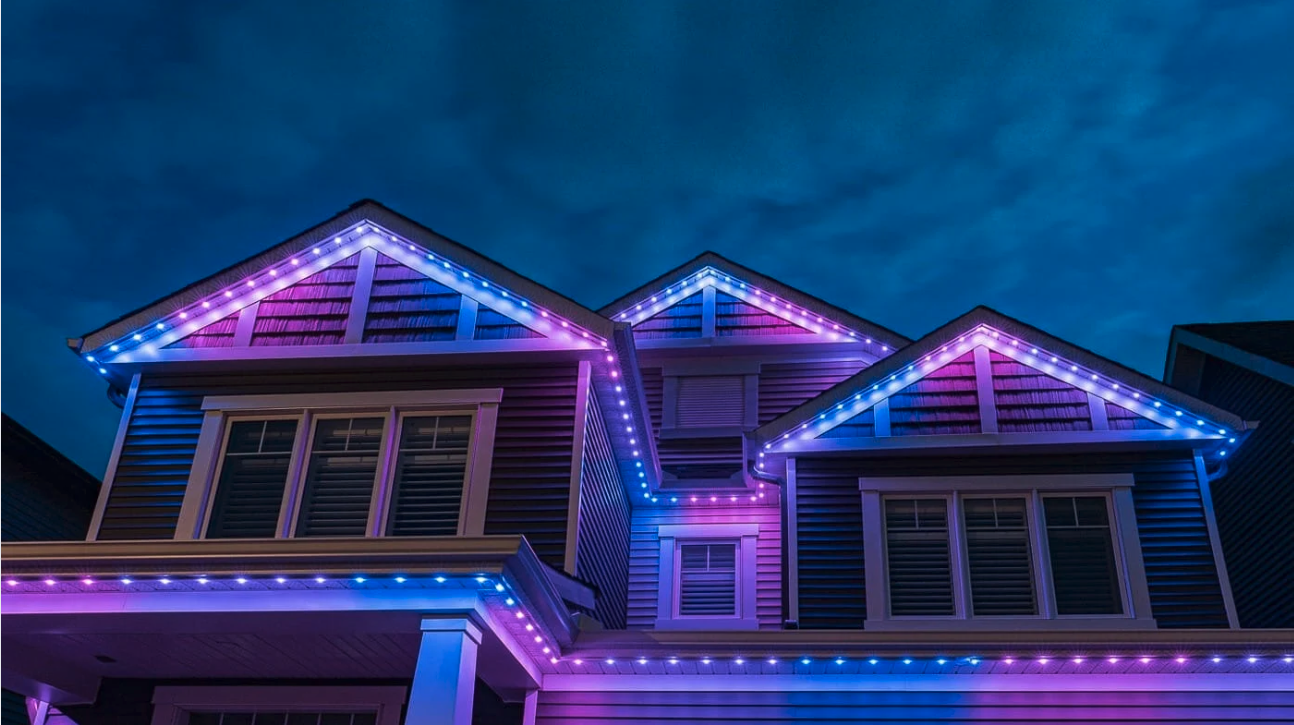 Permanent LED roofline lighting installation in Maine by Guardian Home Services